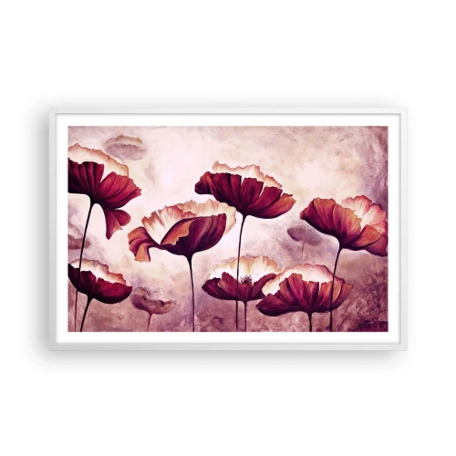 Poster în ramă albă - Fulgi roșii și albi - 91x61 cm