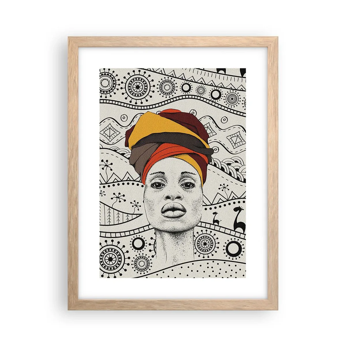 Poster în ramă de stejar deschis - Portret african - 30x40 cm