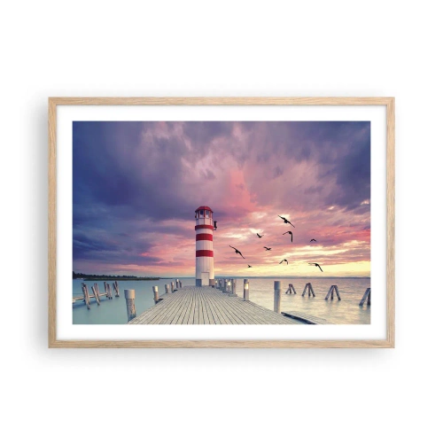 Poster în ramă de stejar deschis - Să ne întoarcem în port - 70x50 cm