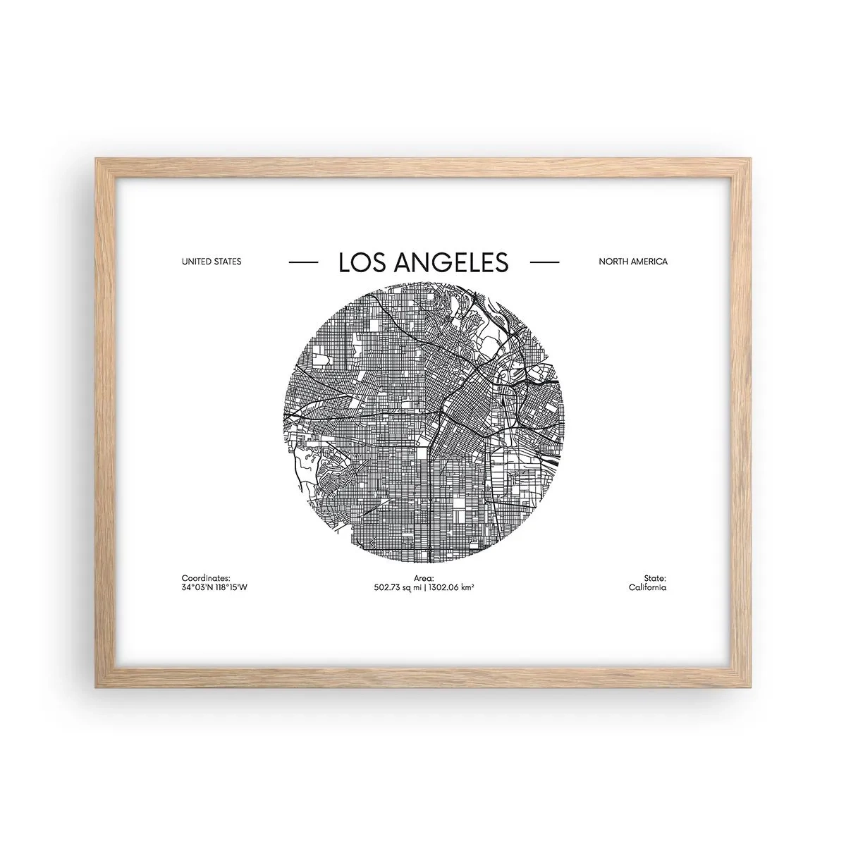 Poster în ramă de stejar deschis - Anatomia Los Angeles - 50x40 cm