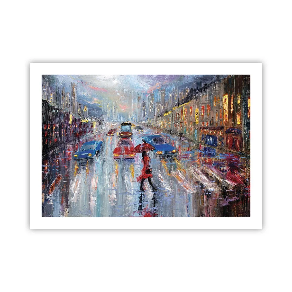 Poster - O după-amiază ploioasă în oraș - 70x50 cm