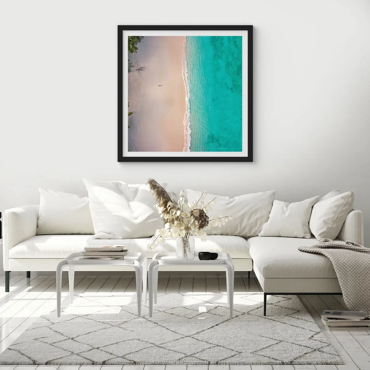 Poster în ramă neagră - Plaja din paradis - 30x30 cm