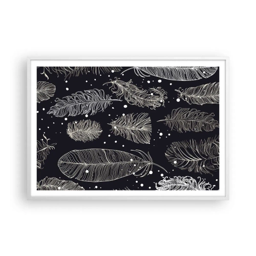 Poster în ramă albă - Dantelă cu pene - 100x70 cm