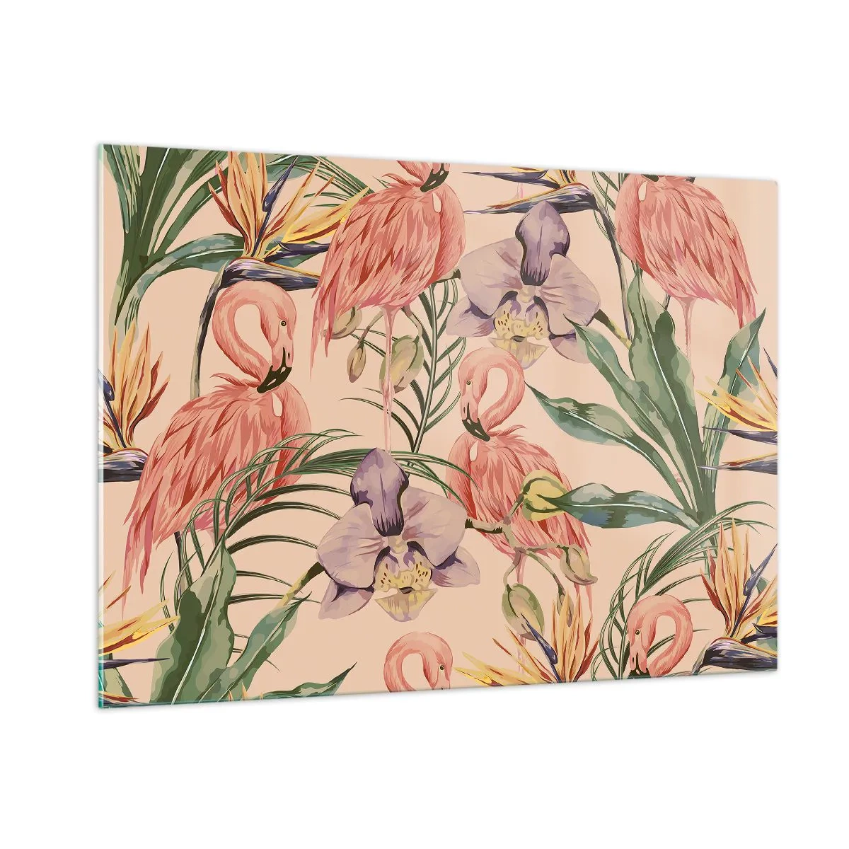 Tablou pe sticlă - Balet floral roz - 100x70 cm