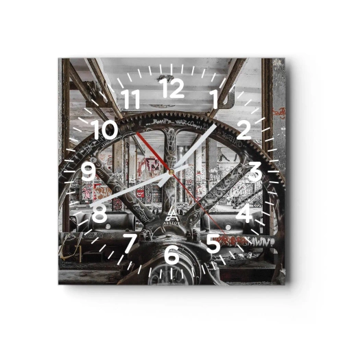 Ceas de perete - Ceas pe sticlă - Viața secretă a unei fabrici - 30x30 cm