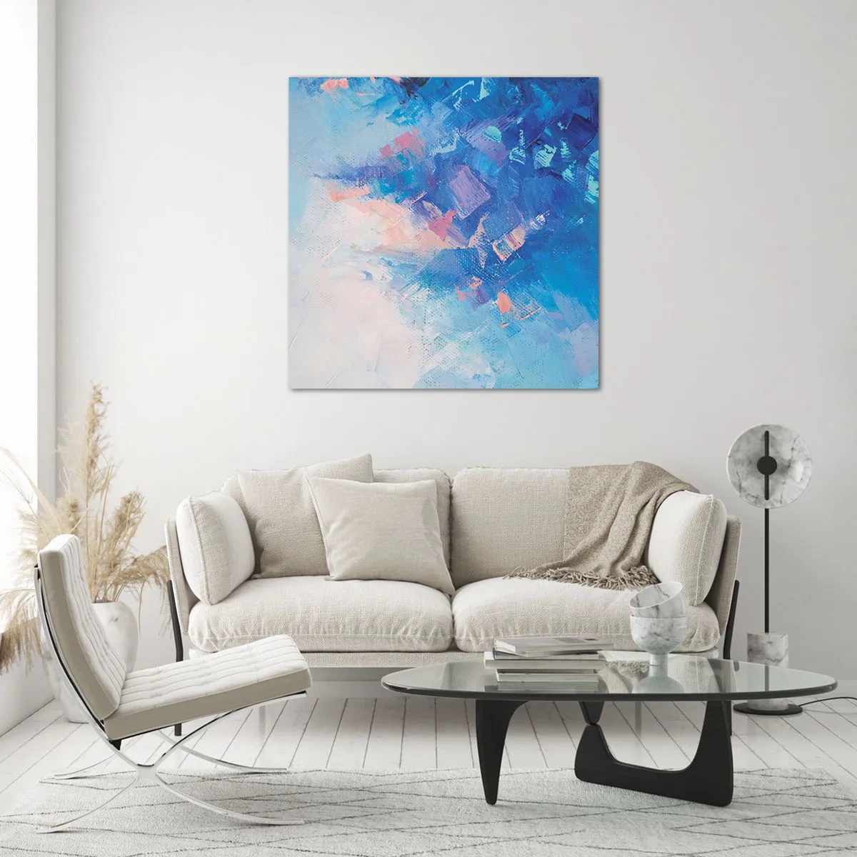 Tablou pe sticlă - Abstracție de iarnă - 40x40 cm