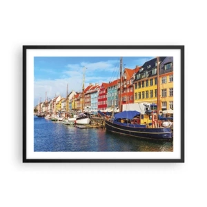 Poster în ramă neagră - Portul vesel - 70x50 cm