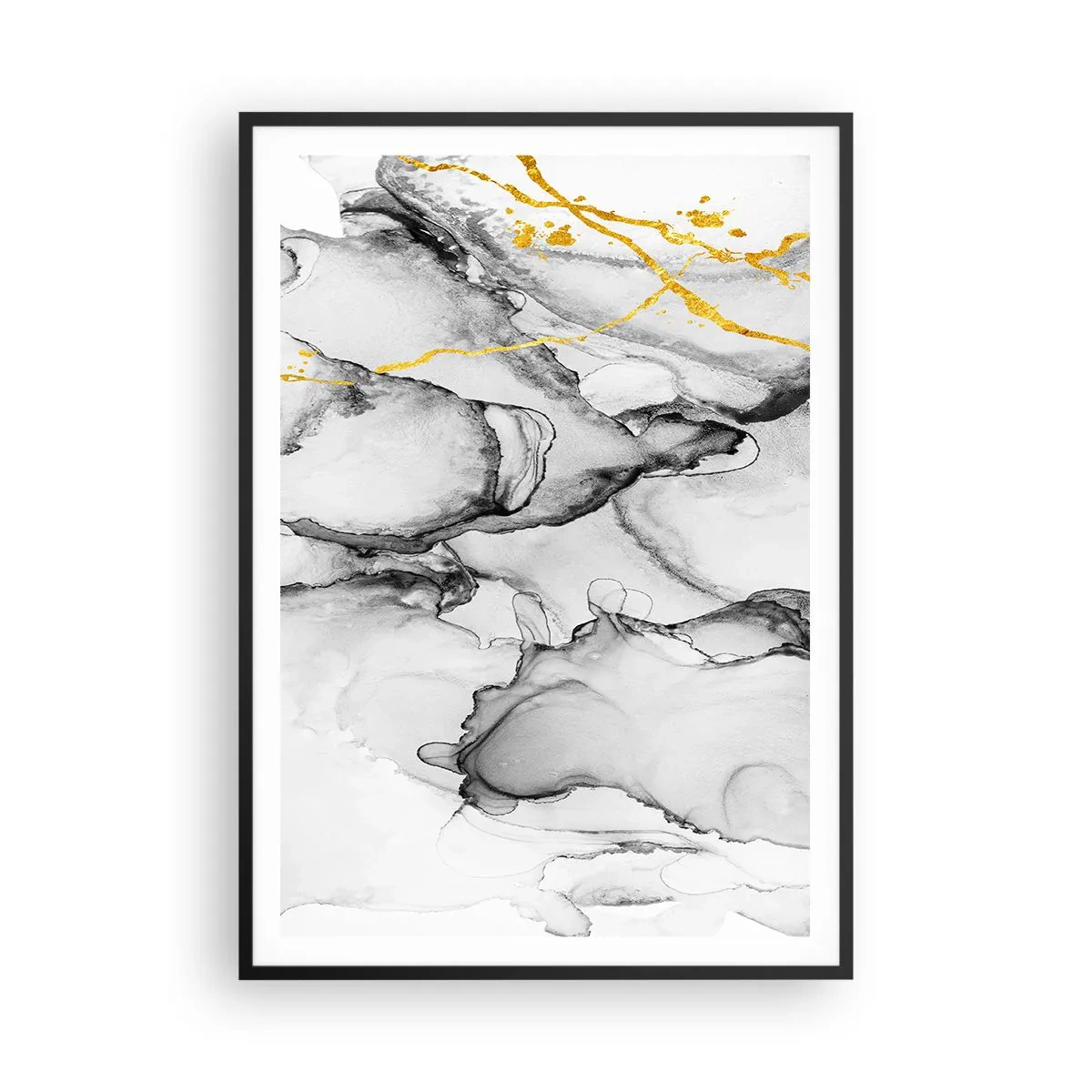 Poster în ramă neagră - Compoziție cu motiv auriu - 70x100 cm