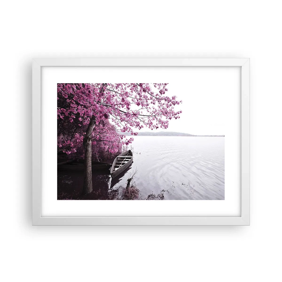 Poster în ramă albă - În tăcerea roz - 40x30 cm