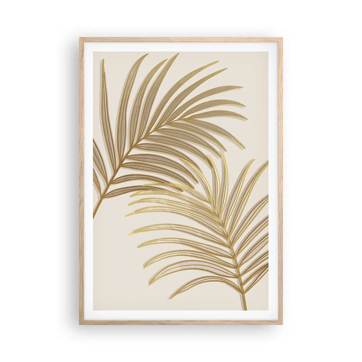 Poster în ramă de stejar deschis - Palmier de aur! - 70x100 cm