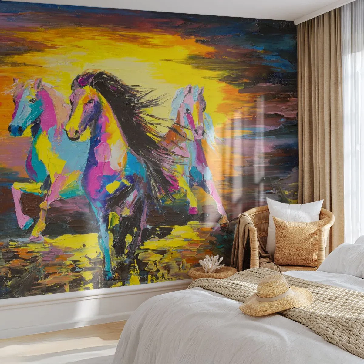 Tapet Standard Eco - Scufundați în lumină - Animale, Cai, Libertate - 200x140 cm