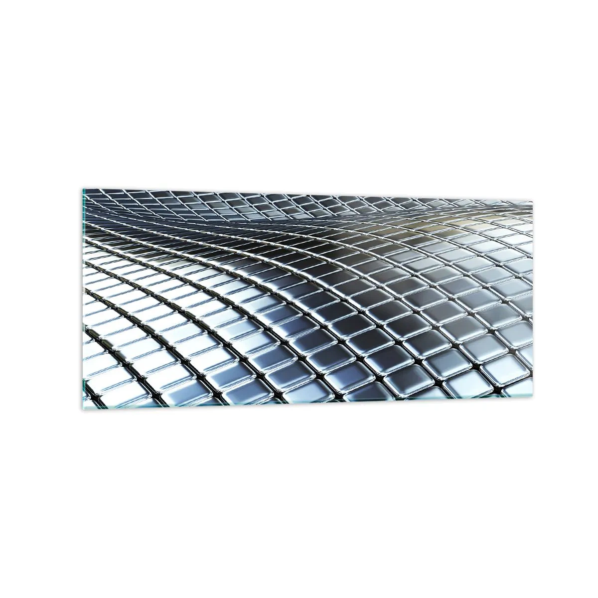 Tablou pe sticlă - Val metalic argintiu - 120x50 cm