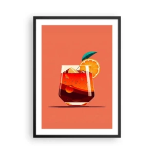 Poster în ramă neagră - Un pahar de cocktail cu o felie de portocală - 50x70cm - Răcoare de vară - Decorațiune modernă pentru perete pentru living și dormitor ARTTOR