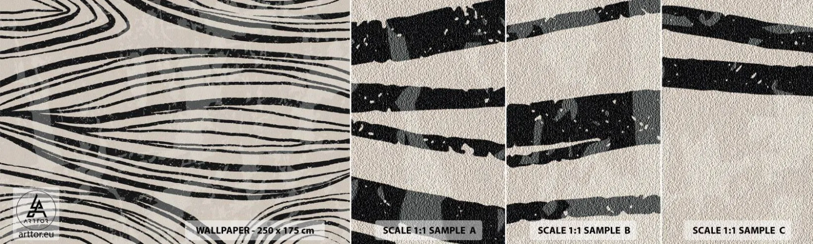 Mostră tapet autocolant Deluxe Sticker - Deversare de linii - Abstracția, Linii, Modern - 100x30 cm