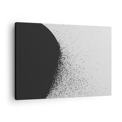 Tablou pe pânză Canvas - Model abstract cu particule negre pe un fundal deschis - 70x50cm - Mișcarea particulelor - Decorațiune modernă pentru perete pentru living și dormitor ARTTOR