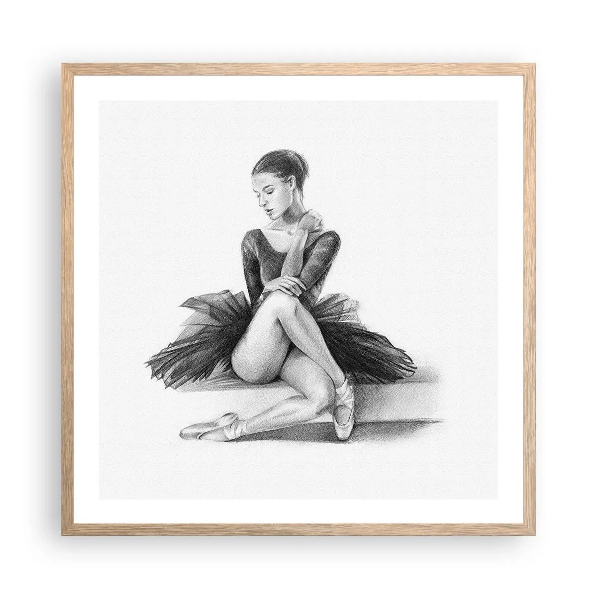 Poster în ramă de stejar deschis - Încântată de dans - 60x60 cm