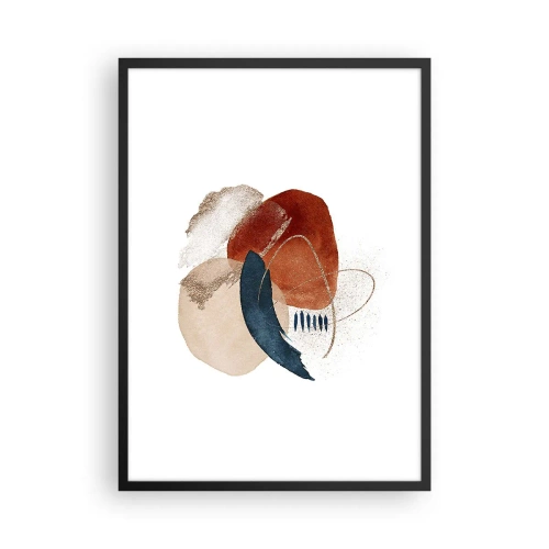 Poster în ramă neagră - Compoziție ovală abstractă în culori calde - 50x70cm - Compoziție ovală - Decorațiune modernă pentru perete pentru living și dormitor ARTTOR