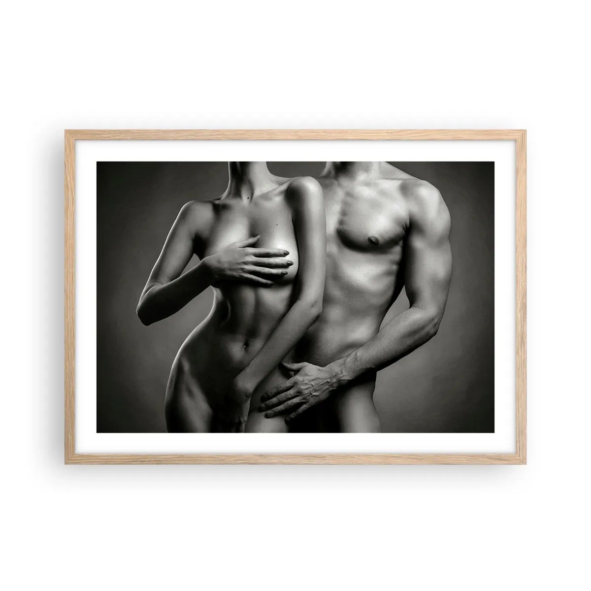 Poster în ramă de stejar deschis - Adam și Eva - 70x50 cm