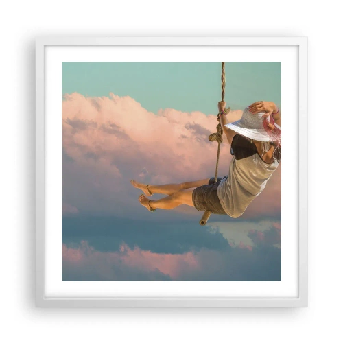 Poster în ramă albă - Distracție în nori - 50x50 cm