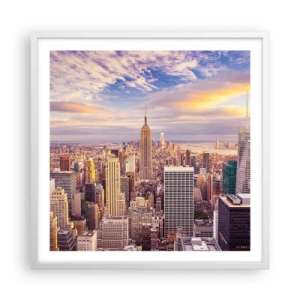 Poster în ramă albă - Ajungeți la nori înșiși - 60x60 cm