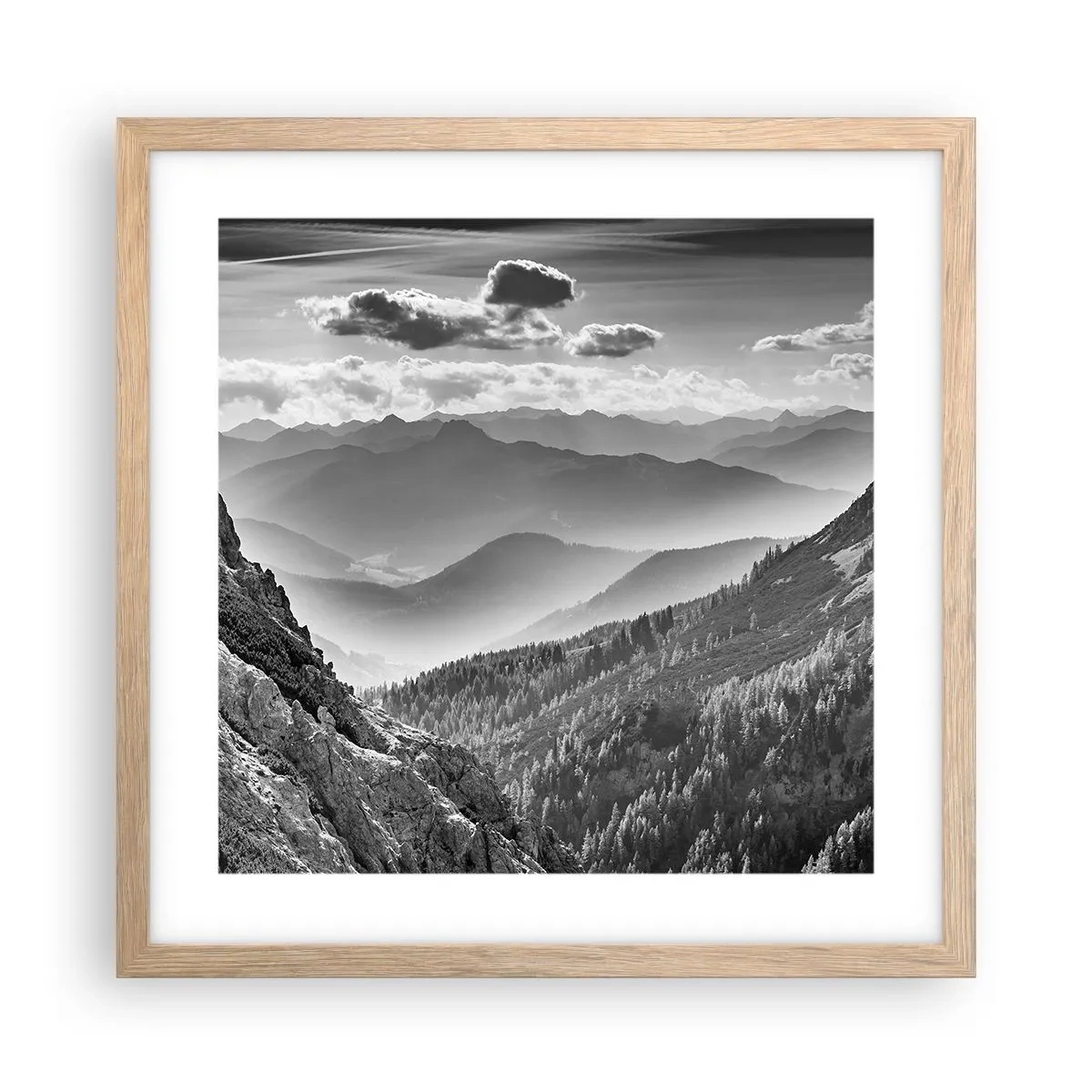 Poster în ramă de stejar deschis - Dincolo de orizont - 40x40 cm