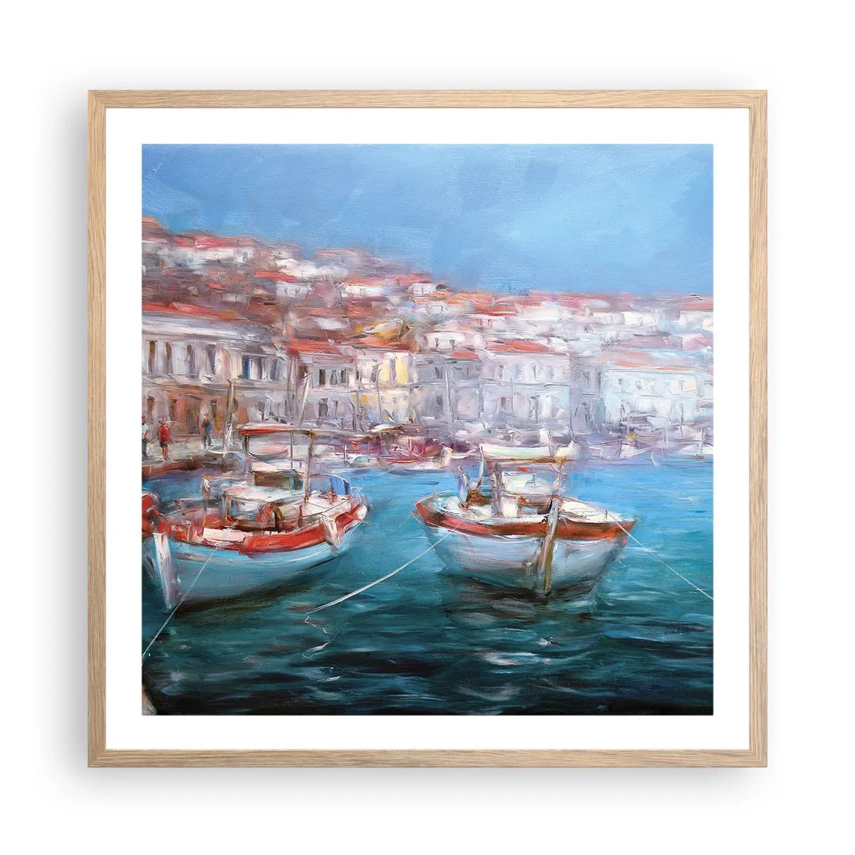 Poster în ramă de stejar deschis - Golful italian - 60x60 cm