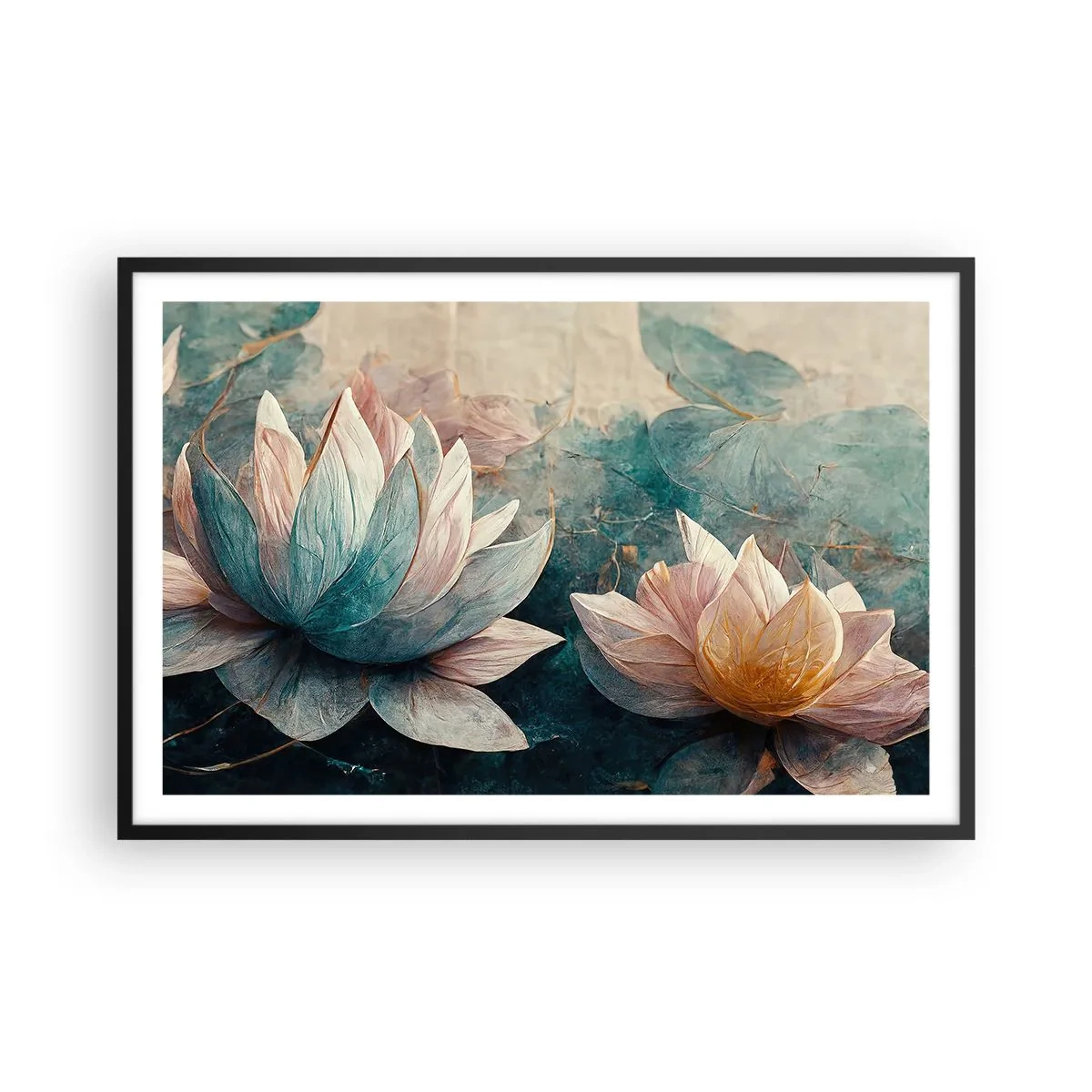 Poster în ramă neagră - Stele de lac - 91x61 cm