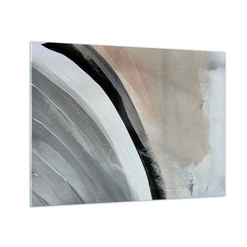 Tablou pe sticlă - Arc abstract în nuanțe de gri și negru - 70x50cm - Compoziție: arc de negru și gri - Decorațiune modernă pentru perete pentru living și dormitor ARTTOR