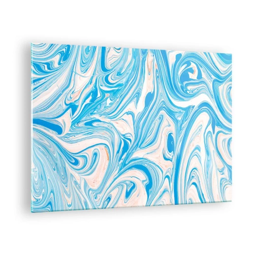Tablou pe sticlă - Model abstract în nuanțe de turcoaz și bej - 70x50cm - Splash în turcoaz - Decorațiune modernă pentru perete pentru living și dormitor ARTTOR