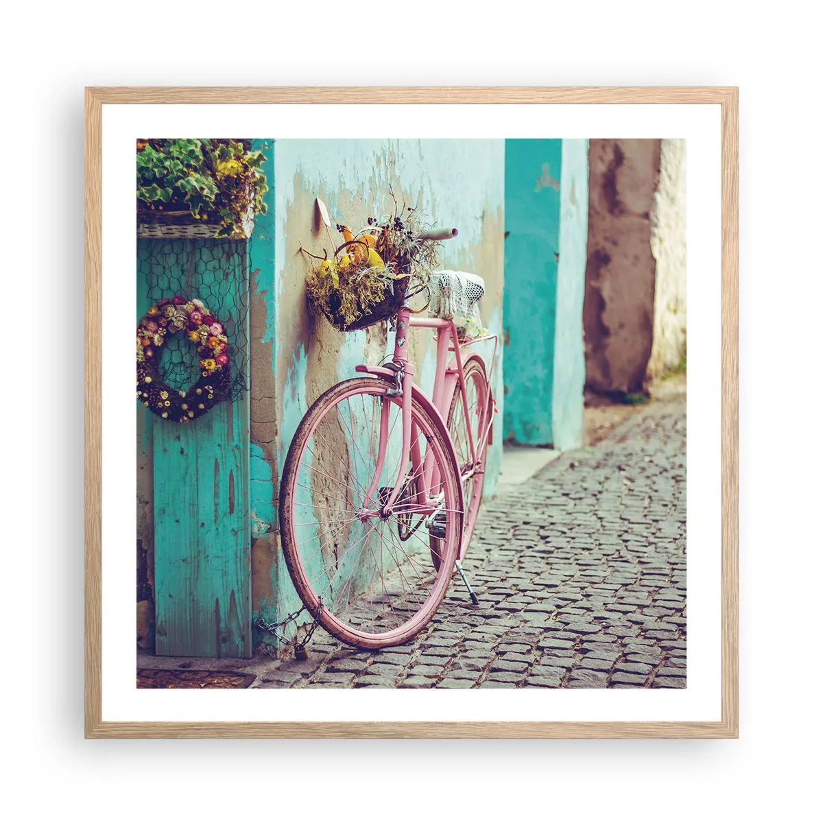 Poster în ramă de stejar deschis - Mă întorc imediat - 60x60 cm