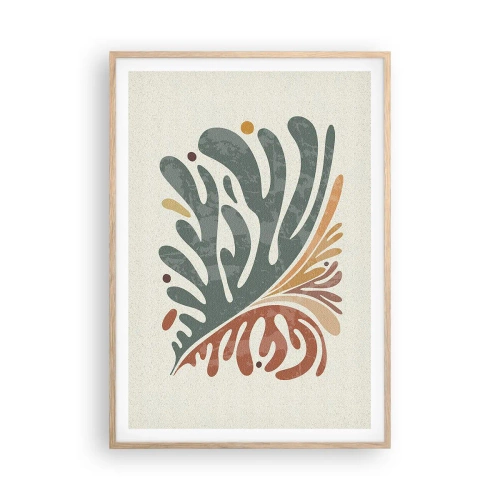 Poster în ramă de stejar deschis - Frunză multicoloră - 70x100 cm