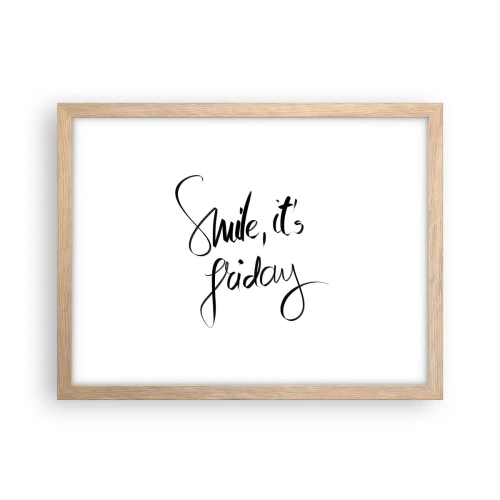 Poster în ramă de stejar deschis - Bucurie adevărată - 40x30 cm