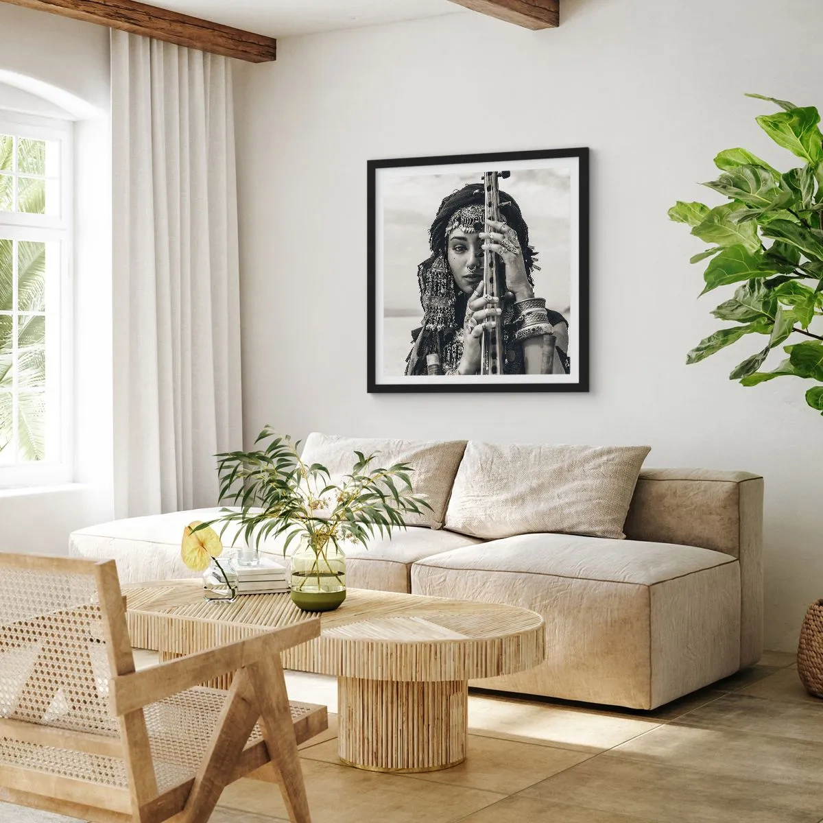 Poster în ramă neagră - Muzica orientală în sine - 50x50 cm