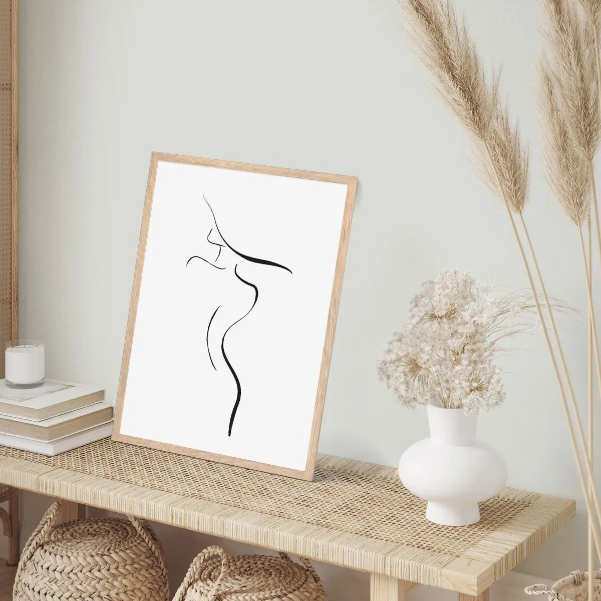 Poster în ramă de stejar deschis - E insesizabilă ca un val - 40x50 cm