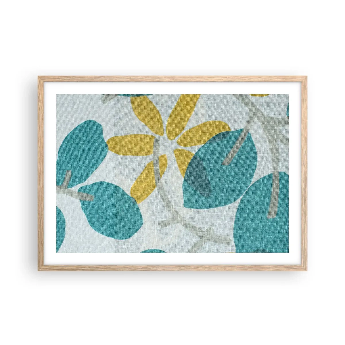 Poster în ramă de stejar deschis - Printre frunzele de azur - 70x50 cm