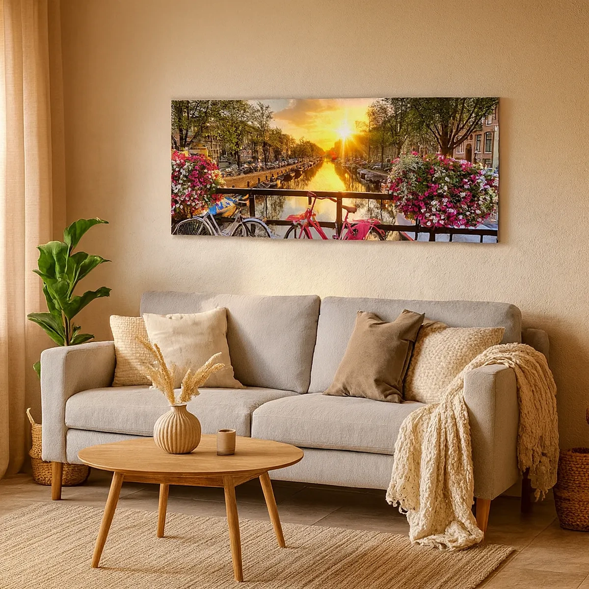 Tablou pe pânză - Dimineața de primăvară în Amsterdam - 30x30 cm