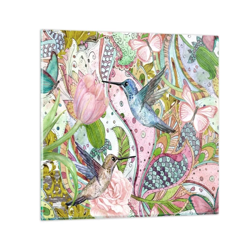 Tablou pe sticlă - Încurcat în viță de vie - 30x30 cm