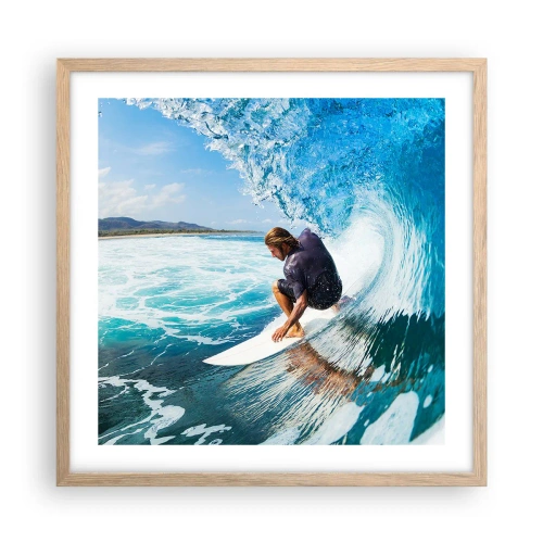 Poster în ramă de stejar deschis - Dansând cu valurile - 50x50 cm
