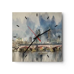 Ceas de perete - Ceas pe sticlă - Londra în toată splendoarea ei - 40x40 cm