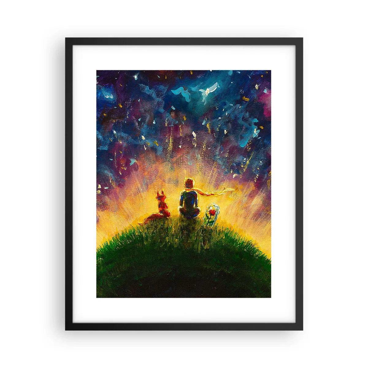 Poster în ramă neagră - Dragoste și prietenie - întreaga lume - 40x50 cm