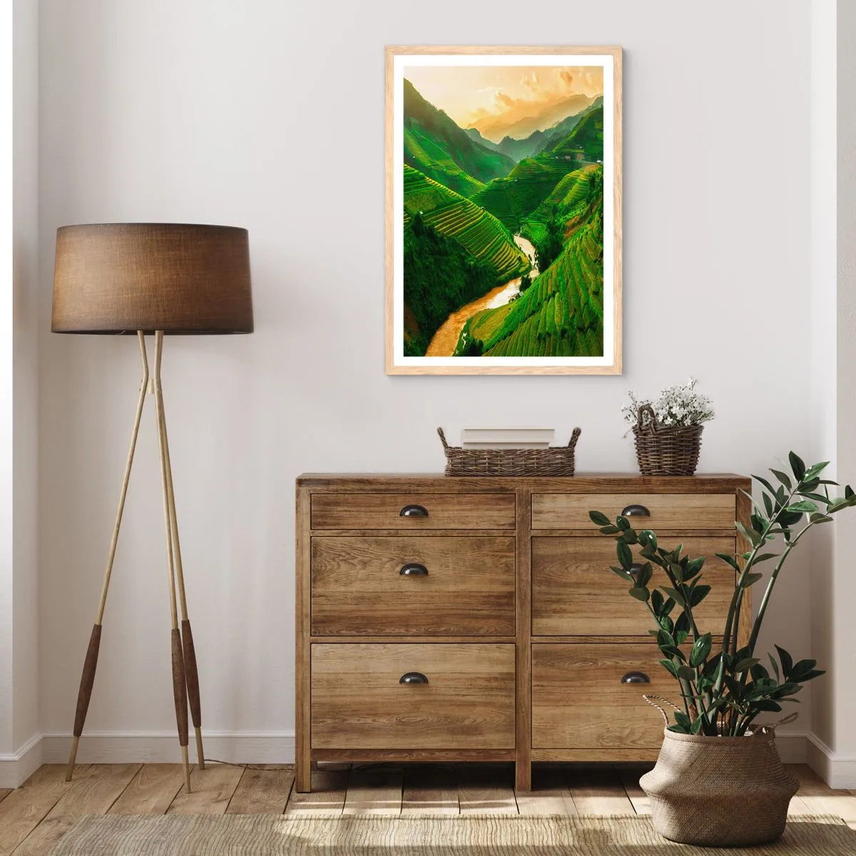 Poster în ramă de stejar deschis - Valea vietnameză - 70x100 cm
