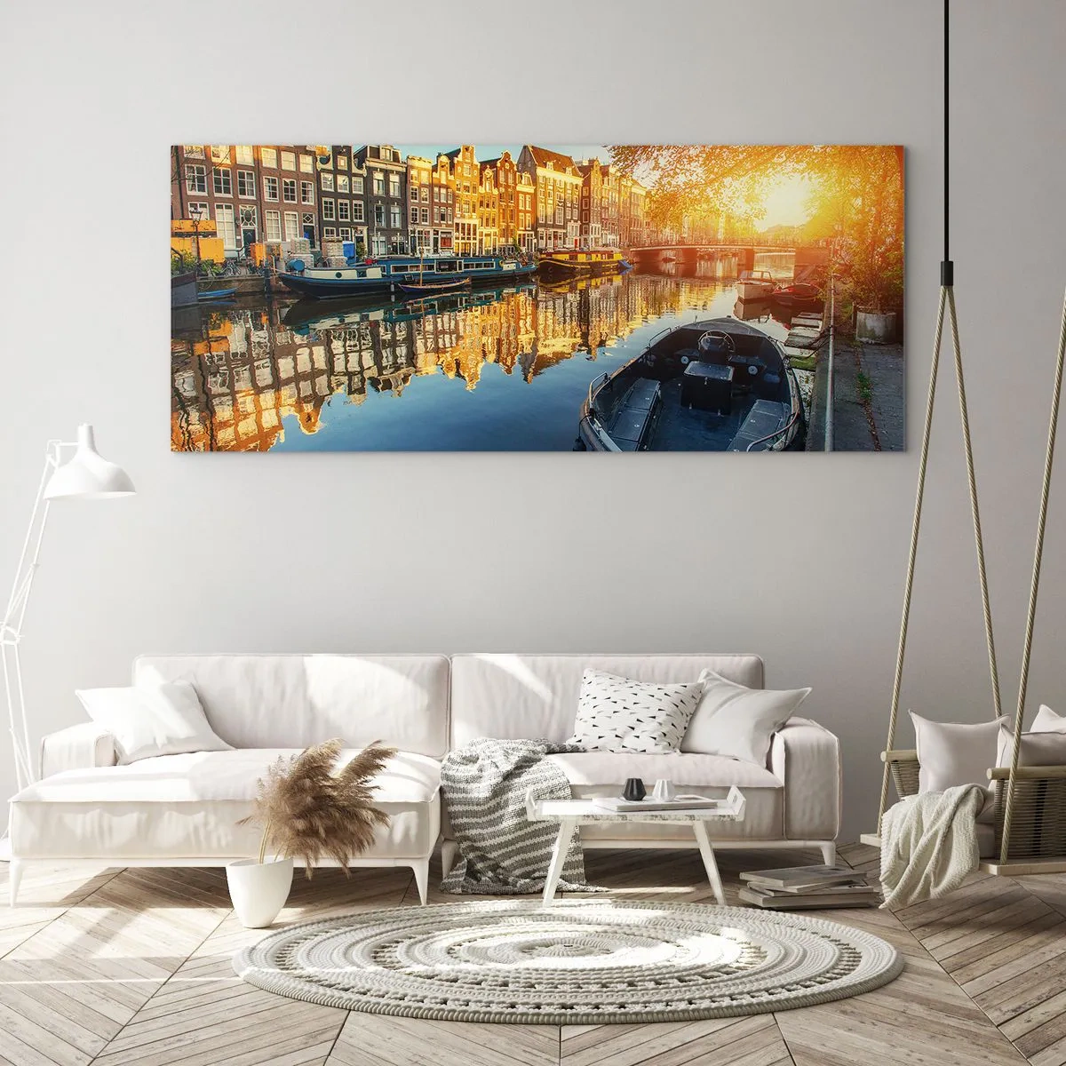 Tablou pe sticlă - Dimineața în Amsterdam - 140x50 cm