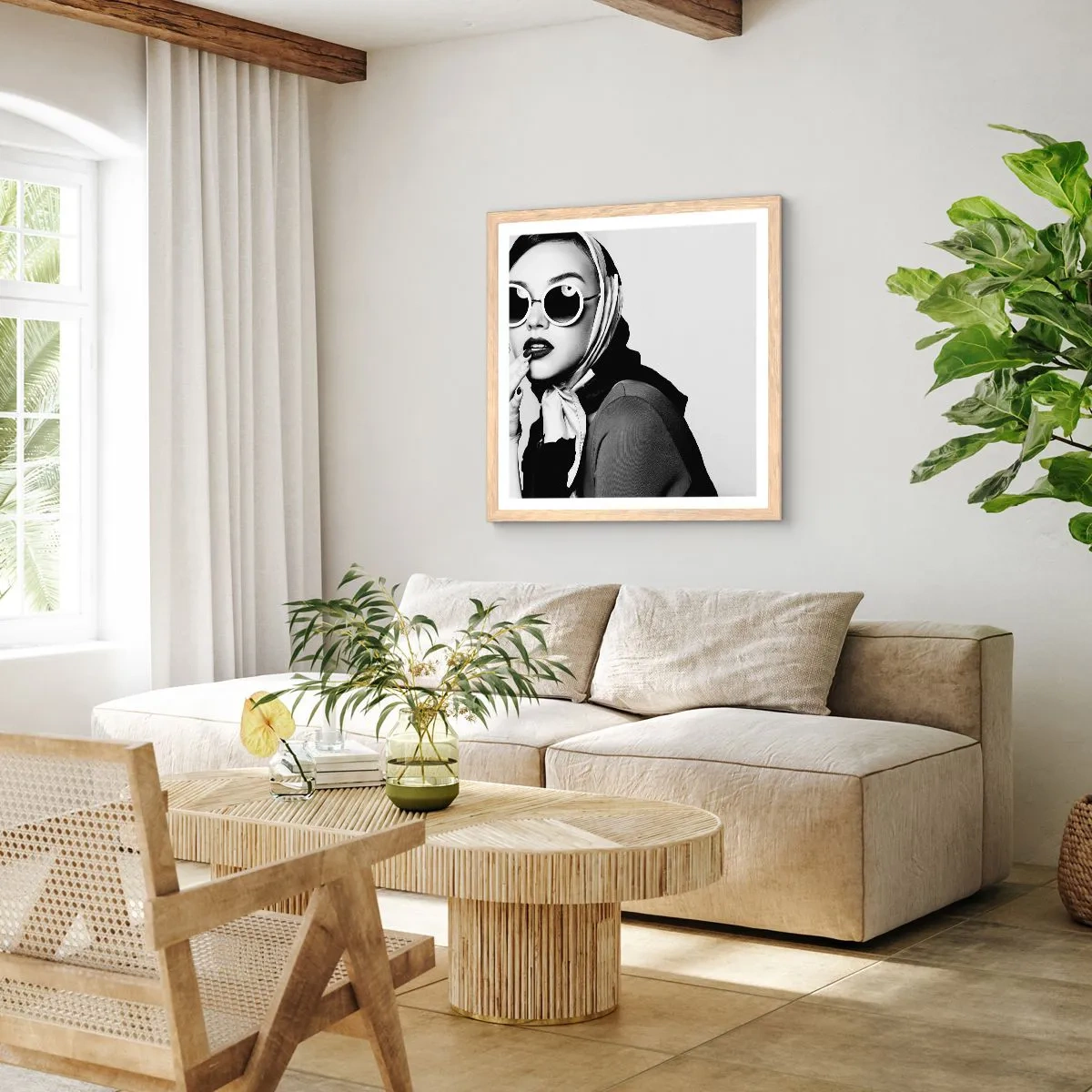 Poster în ramă de stejar deschis - Salutări din anii `60. - 30x30 cm