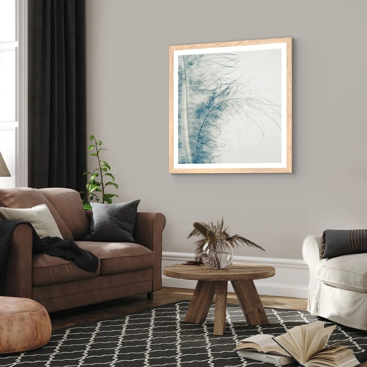 Poster în ramă de stejar deschis - Șoapta naturii - 30x30 cm