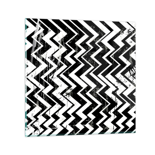 Tablou pe sticlă - Zig-alb, zag-negru - 30x30 cm