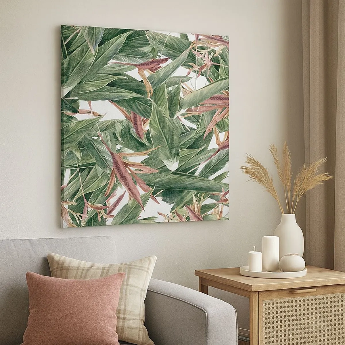 Tablou pe pânză - Tufișuri de smarald și liliac - 30x30 cm