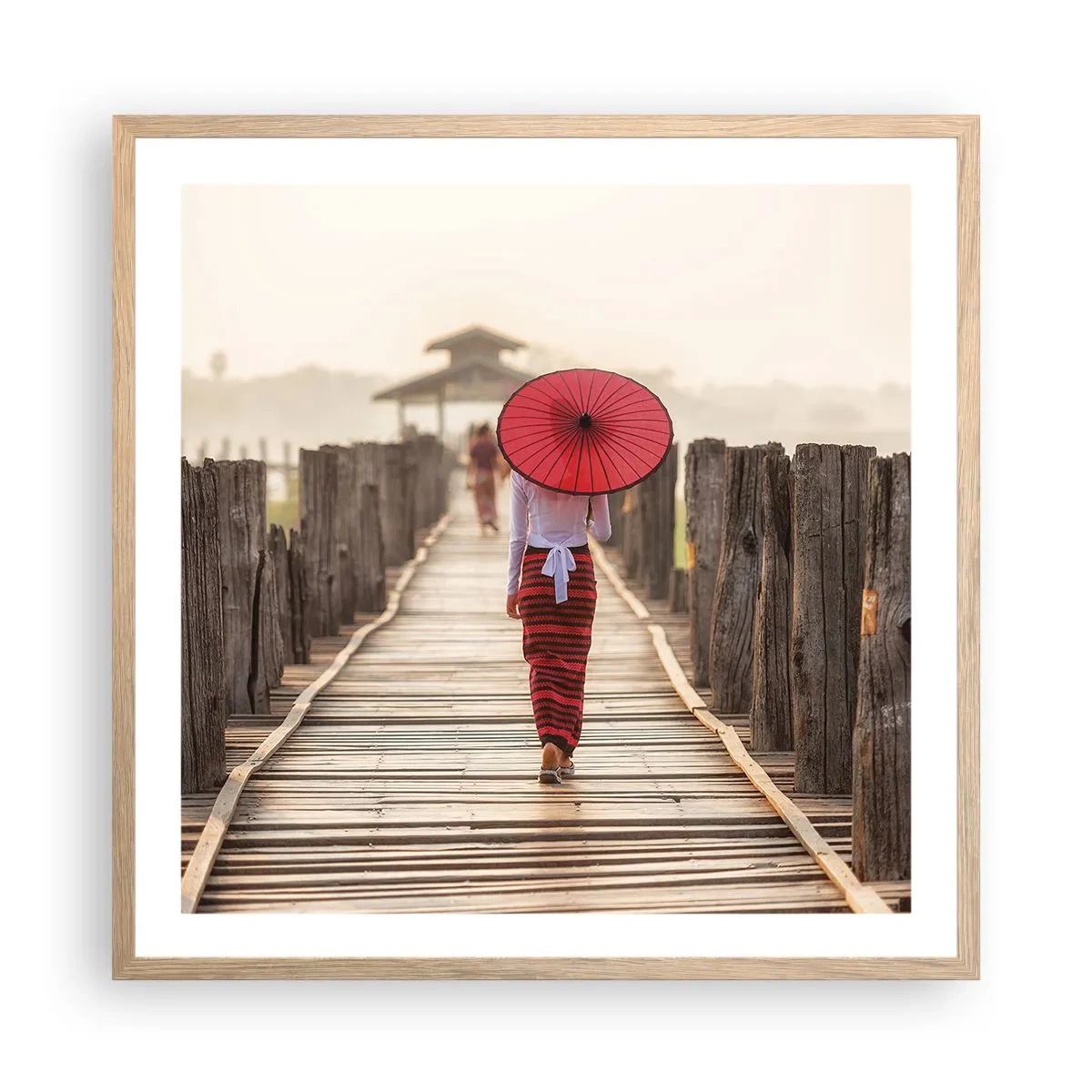 Poster în ramă de stejar deschis - Pe podul vechi - 60x60 cm