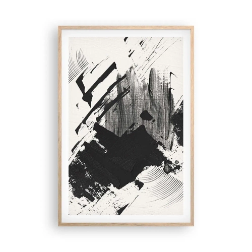 Poster în ramă de stejar deschis - Abstracție - expresie de negru - 61x91 cm
