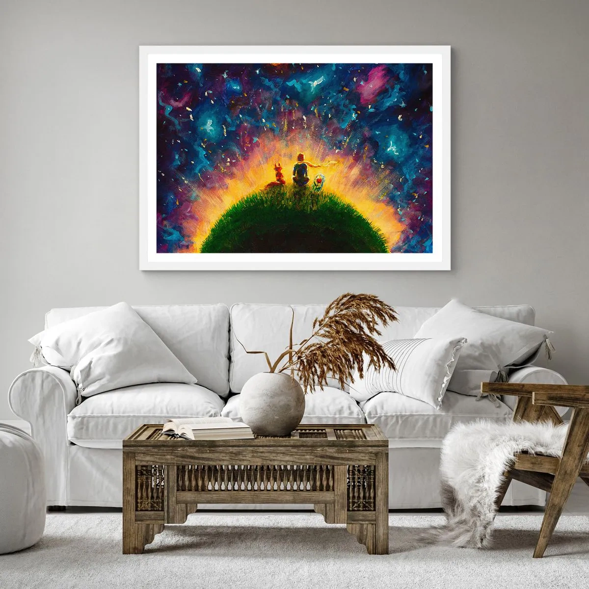 Poster în ramă albă - Dragoste și prietenie - întreaga lume - 30x30 cm