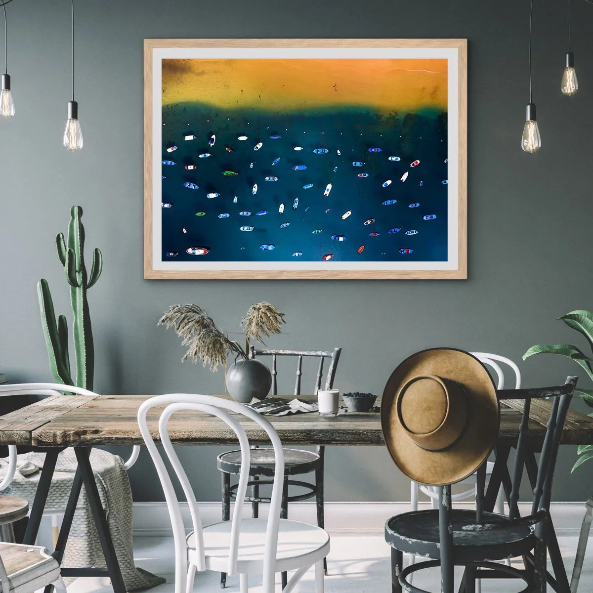 Poster în ramă de stejar deschis - Joc de vacanță - 100x70 cm